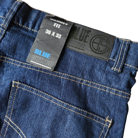 Men’s Skinny Fit Stretch Jeans 36x33 Dark Blue - Picture 8 of 9